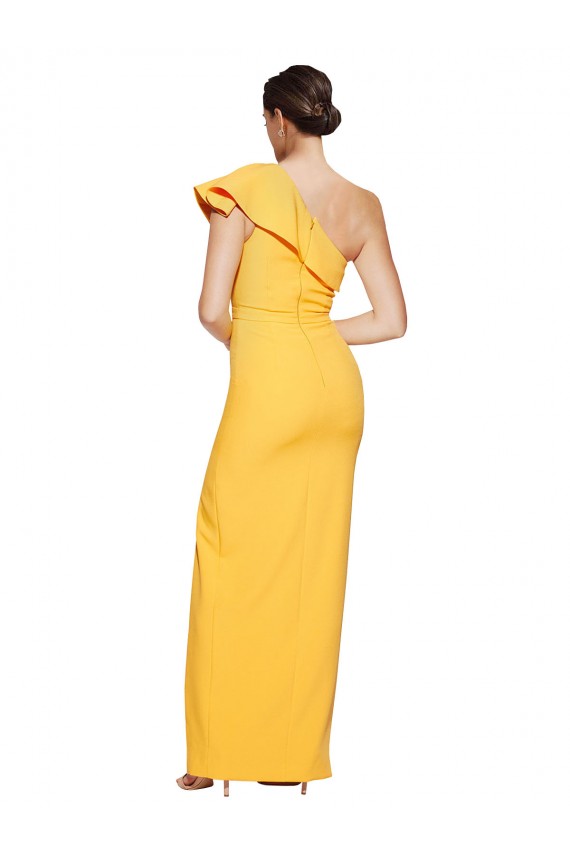 Crepe Esticado Comprimento Chão Um Ombro Bainha Longo Vestidos de Madrinha / Vestidos de Noite / Vestidos de Festa em Promoção