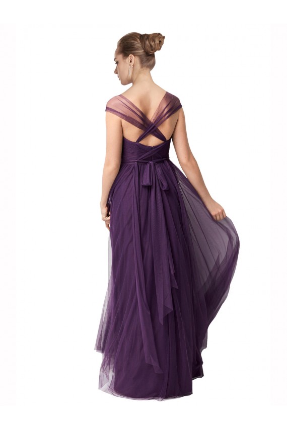 Tule Comprimento Chão Amor Linha A Ameixa Roxa Vestidos de Madrinha em Promoção
