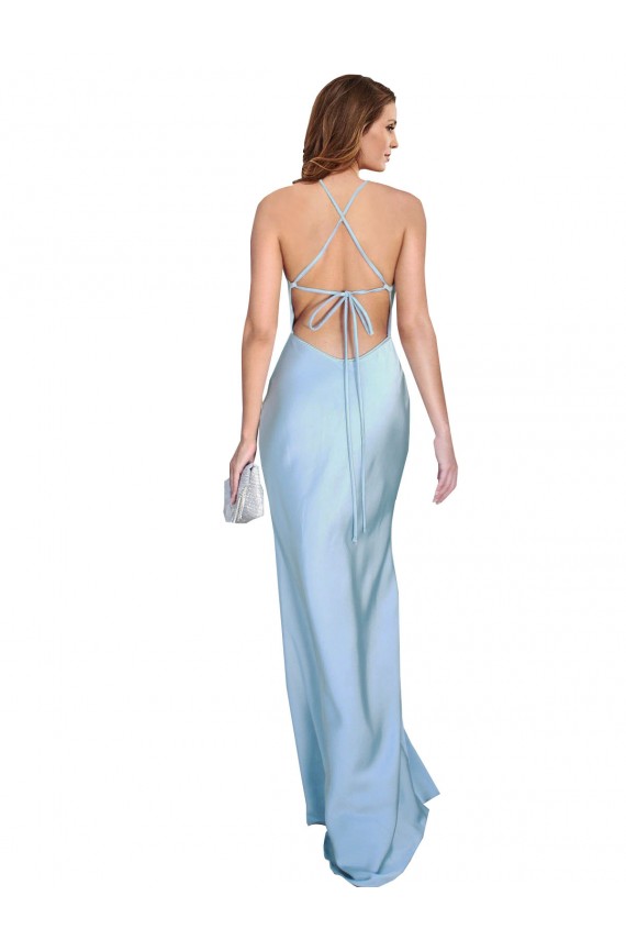 Cetim Sedoso Abrir de volta Comprimento Chão Decote Capuz Bainha Vestidos de Madrinha / Vestidos de Noite / Vestidos de Festa em Promoção