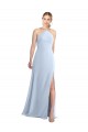 Chiffon Buraco da fechadura Comprimento Chão Cabeçada Linha A Azul Céu Claro Vestidos de Madrinha em Promoção