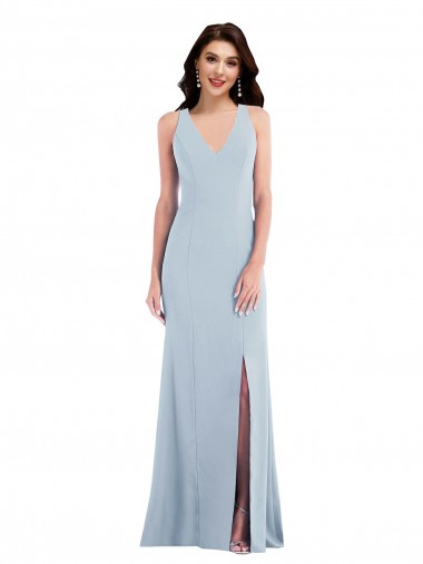 Crepe Esticado Criss Cruz Comprimento Chão Decote V Trombeta Vestidos de Madrinha / Vestidos de Festa em Promoção