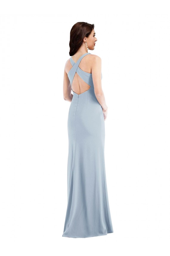 Crepe Esticado Criss Cruz Comprimento Chão Decote V Trombeta Vestidos de Madrinha / Vestidos de Festa em Promoção