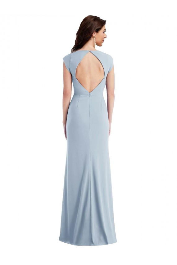Crepe Esticado Abrir de volta Comprimento Chão Trombeta Vestidos de Madrinha / Vestidos de Noite / Vestidos de Festa em Promoção