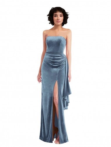 Veludo Elástico Lombar Comprimento Chão Sem alças Bainha Vestidos de Madrinha / Vestidos de Noite / Vestidos de Festa em Promoção