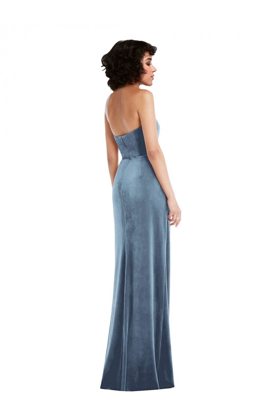 Veludo Elástico Lombar Comprimento Chão Sem alças Bainha Vestidos de Madrinha / Vestidos de Noite / Vestidos de Festa em Promoção