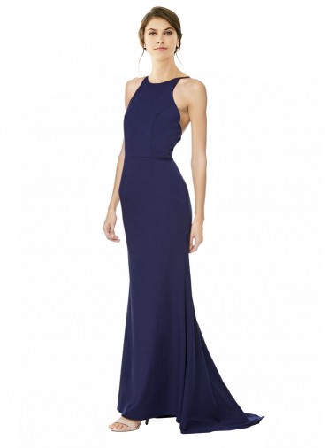 Crepe Esticado Abrir de volta Comprimento Chão Cabeçada Sereia Vestidos de Madrinha / Vestidos de Noite / Vestidos de Festa em Promoção