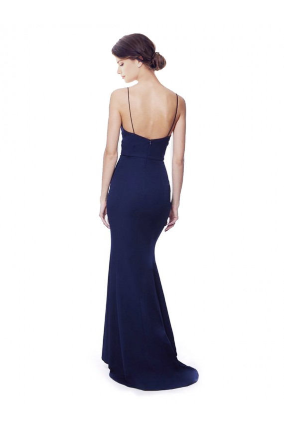 Crepe Esticado Abrir de volta Comprimento Chão Alças finas Sereia Vestidos de Madrinha / Vestidos de Noite / Vestidos de Festa em Promoção