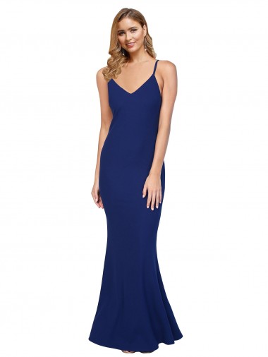 Crepe Esticado Lombar Comprimento Chão Decote V Bainha Vestidos de Madrinha / Vestidos de Noite / Vestidos de Festa em Promoção