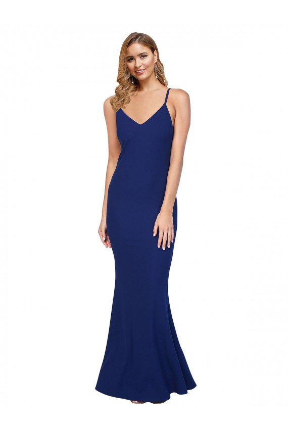Crepe Esticado Lombar Comprimento Chão Decote V Bainha Vestidos de Madrinha / Vestidos de Noite / Vestidos de Festa em Promoção