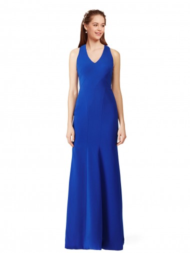 Crepe Esticado Comprimento Chão Decote V Sereia Longo Vestidos de Madrinha / Vestidos de Noite / Vestidos de Festa em Promoção