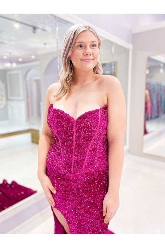 Lantejoulas Veludo Comboio Varredela Amor Bainha Vestido de Festa em Promoção