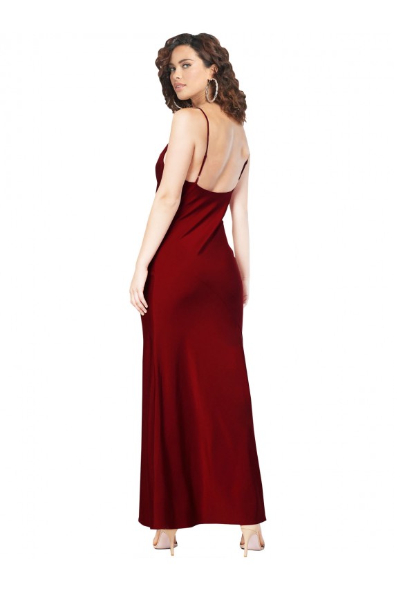 Cetim Sedoso Lombar Comprimento Chão Decote Capuz Bainha Vestidos de Madrinha / Vestidos de Noite / Vestidos de Festa em Promoção