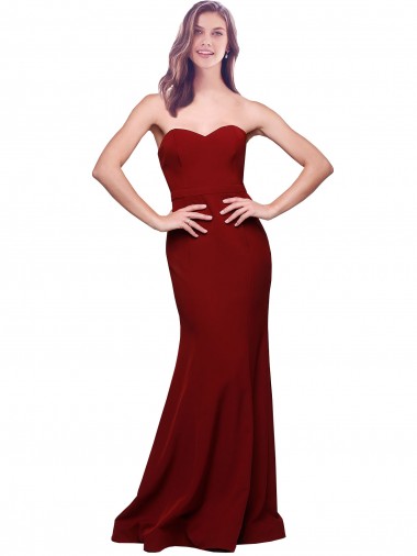 Crepe Esticado Lombar Comprimento Chão Amor Bainha Vestidos de Madrinha / Vestidos de Noite / Vestidos de Festa em Promoção