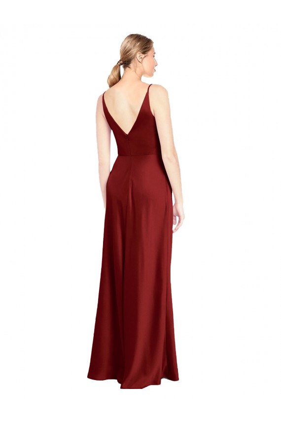 Cetim Elástico Costas em V Comprimento Chão Alças finas Linha A Vestidos de Madrinha / Vestidos de Noite / Vestidos de Festa em Promoção