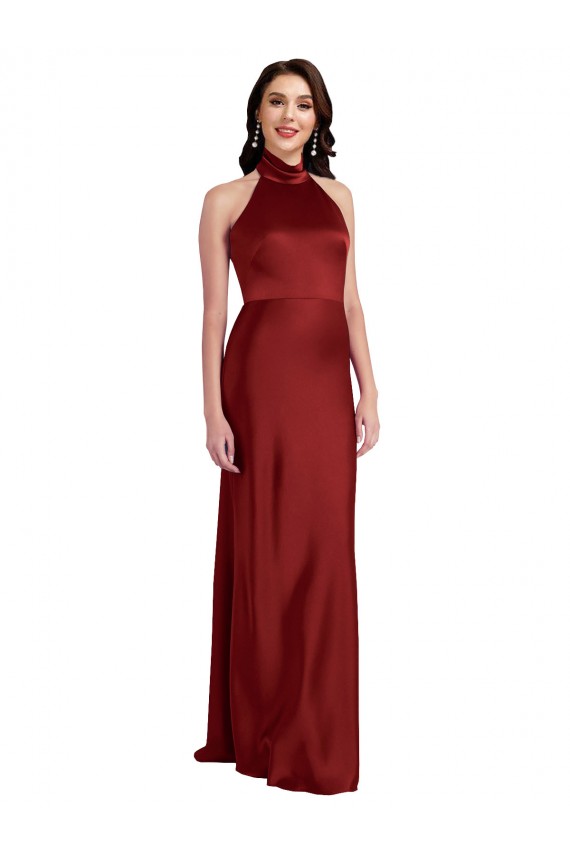 Cetim Elástico Sem encosto Comprimento Chão Cabeçada Linha A Vestidos de Madrinha / Vestidos de Noite / Vestidos de Festa em Promoção