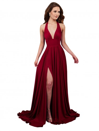 Spandex Abrir de volta Comprimento Chão Cabeçada Linha A Vestidos de Madrinha / Vestidos de Noite / Vestidos de Festa em Promoção