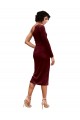 Veludo Elástico Comprimento Midi Um Ombro Linha A Vestidos de Madrinha / Vestidos de Festa em Promoção