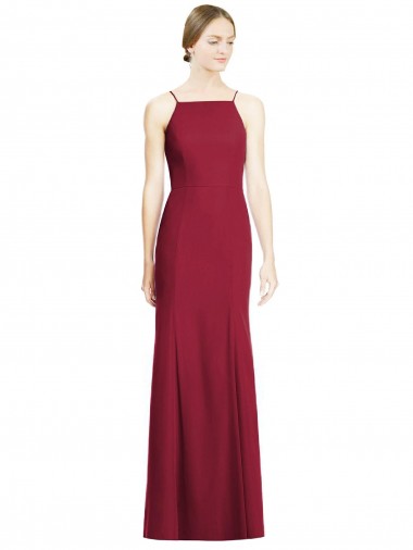 Chiffon Comprimento Chão Alças finas Sereia Vestidos de Madrinha em Promoção