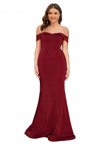Spandex Comprimento Chão Fora do Ombro Sereia Vestidos de Madrinha / Vestidos de Noite / Vestidos de Festa em Promoção