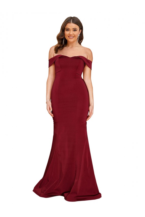 Spandex Comprimento Chão Fora do Ombro Sereia Vestidos de Madrinha / Vestidos de Noite / Vestidos de Festa em Promoção