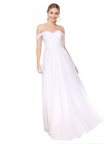 Chiffon Comprimento Chão Fora do Ombro Linha A Vestidos de Madrinha / Vestidos de Noite / Vestidos de Festa em Promoção