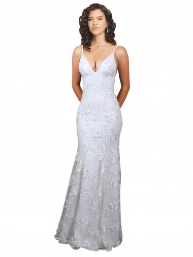 Crepe Esticado & Lantejoulas Tule Sem encosto Comprimento Chão Decote V Sereia Longo Vestidos de Madrinha / Vestidos de Noite / Vestidos de Festa em Promoção