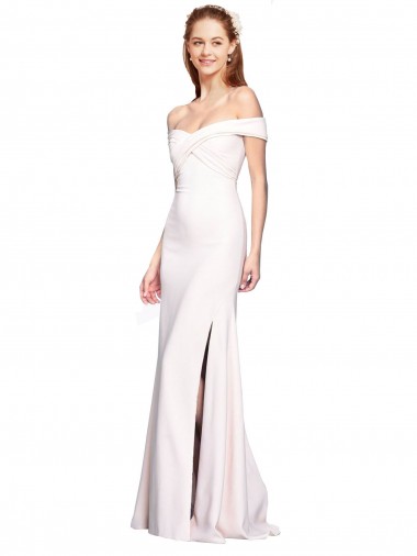 Crepe Esticado Comprimento Chão Fora do Ombro Sereia Longo Vestidos de Madrinha / Vestidos de Noite / Vestidos de Festa em Promoção