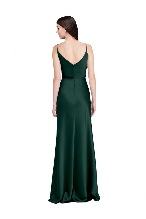 Cetim Elástico Costas em V Comprimento Chão Decote Capuz Bainha Vestidos de Madrinha / Vestidos de Noite / Vestidos de Festa em Promoção
