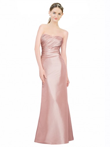Cetim Elástico Lombar Comprimento Chão Amor Linha A Vestidos de Madrinha / Vestidos de Noite / Vestidos de Festa em Promoção