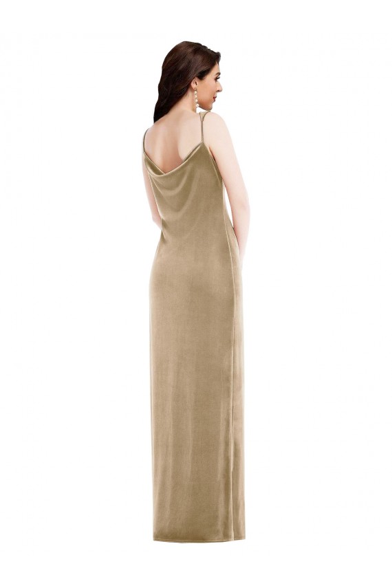 Veludo Elástico Comprimento Chão Um Ombro Bainha Longo Vestidos de Madrinha / Vestidos de Noite / Vestidos de Festa em Promoção