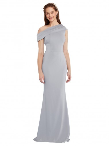 Crepe Esticado Comprimento Chão Um Ombro Sereia Longo Vestidos de Madrinha / Vestidos de Noite / Vestidos de Festa em Promoção