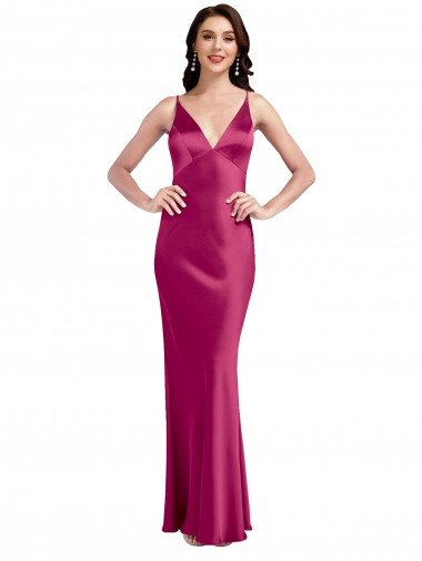Cetim Elástico Lombar Comprimento Chão Alças finas Linha A Vestidos de Madrinha / Vestidos de Noite / Vestidos de Festa em Promoção