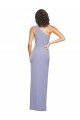 Crepe Esticado Comprimento Chão Um Ombro Bainha Fumo Azul Vestidos de Madrinha / Vestidos de Noite / Vestidos de Festa em Promoção