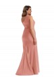 Cetim Sedoso Comprimento Chão Um Ombro Sereia Geórgia Pêssego Vestidos de Madrinha / Vestidos de Noite / Vestidos de Festa em Promoção