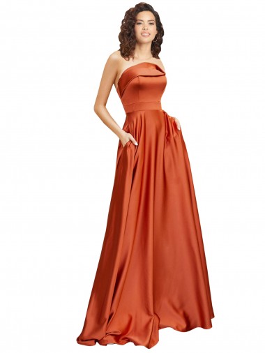 Cetim Sedoso Lombar Comboio Varredela Decote redondo Linha A Vestidos de Madrinha / Vestidos de Noite / Vestidos de Festa em Promoção