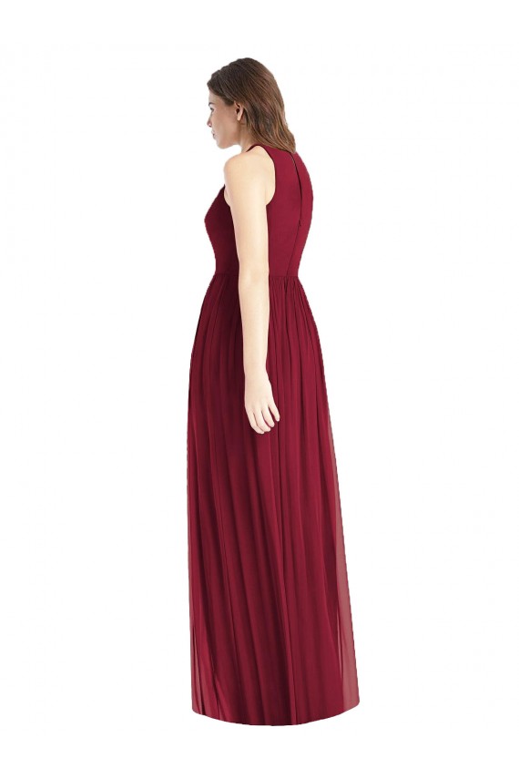Chiffon Comprimento Chão Cabeçada Linha A Vestidos de Madrinha / Vestidos Formais em Promoção