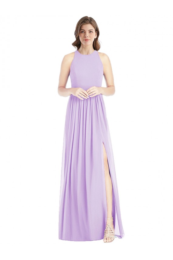 Chiffon Comprimento Chão Cabeçada Linha A Vestidos de Madrinha / Vestidos Formais em Promoção