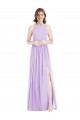 Chiffon Comprimento Chão Cabeçada Linha A Vestidos de Madrinha / Vestidos Formais em Promoção