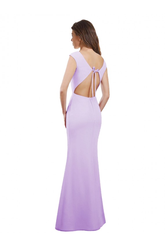 Chiffon Abrir de volta Comprimento Chão Decote redondo Coluna Vestidos de Madrinha em Promoção