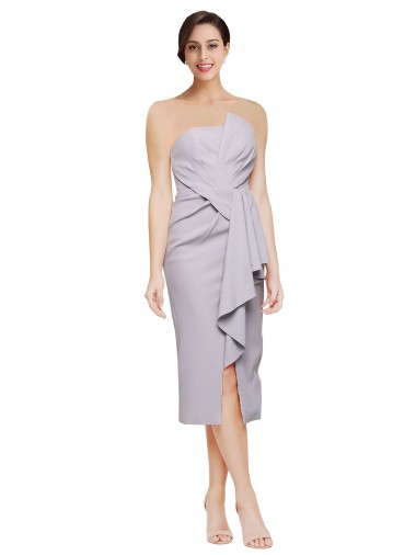 Crepe Esticado Lombar Alto Baixo Sem alças Bainha Vestidos de Madrinha / Vestidos de Noite / Vestidos de Festa em Promoção