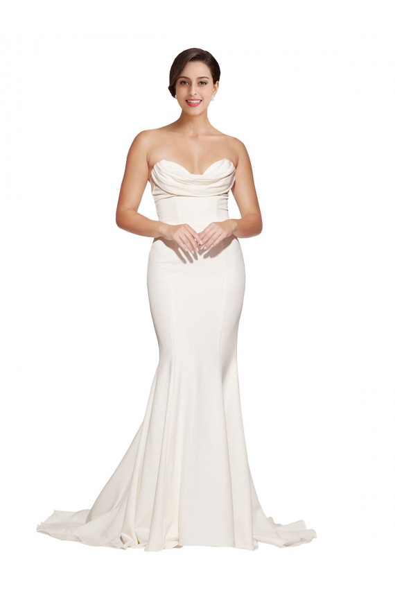 Cetim Elástico Lombar Comboio Varredela Decote Capuz Sereia Vestidos de Madrinha / Vestidos de Noite / Vestidos de Festa em Promoção