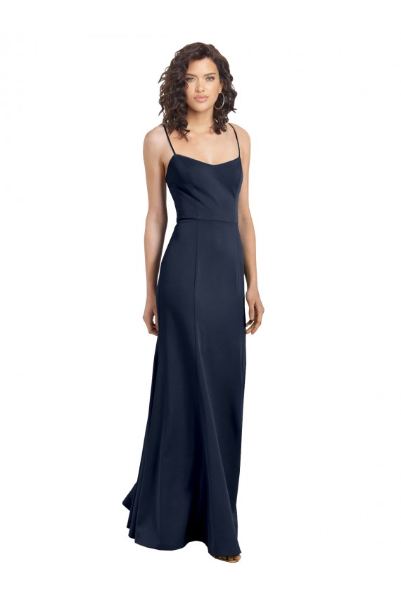 Crepe Esticado Lombar Comprimento Chão Decote Alto Bainha Vestidos de Madrinha / Vestidos de Noite / Vestidos de Festa em Promoção