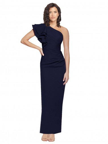 Crepe Esticado Comprimento Chão Um Ombro Bainha Vestidos de Madrinha / Vestidos de Noite / Vestidos de Festa em Promoção