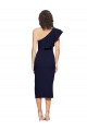 Crepe Esticado Comprimento Midi Um Ombro Bainha Vestidos de Madrinha / Vestidos de Noite / Vestidos de Festa em Promoção