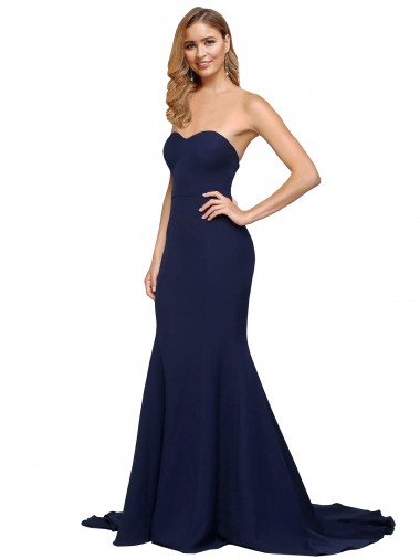 Crepe Esticado Lombar Comboio Varredela Amor Linha A Vestidos de Madrinha / Vestidos de Noite / Vestidos de Festa em Promoção
