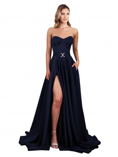 Crepe Esticado Lombar Comprimento Chão Amor Linha A Vestidos de Madrinha / Vestidos de Noite / Vestidos de Festa em Promoção