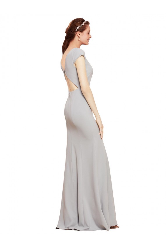 Crepe Esticado Abrir de volta Comprimento Chão Decote Barco Linha A Vestidos de Madrinha / Vestidos de Noite / Vestidos de Festa em Promoção