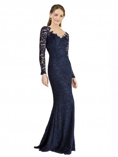 Renda Buraco da fechadura Comprimento Chão Amor Sereia Vestidos de Madrinha / Vestidos de Festa em Promoção