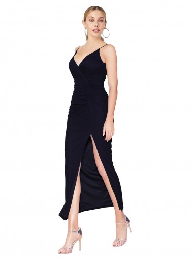 Chiffon Costas em V Comprimento Joelho Decote V Sereia Vestidos de Madrinha / Vestidos de Noite / Vestidos de Festa em Promoção