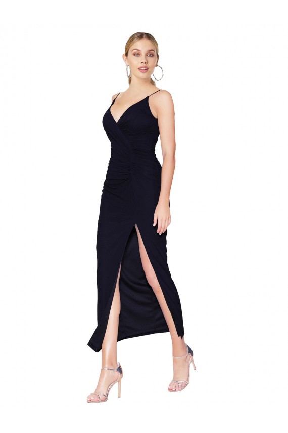 Chiffon Costas em V Comprimento Joelho Decote V Sereia Vestidos de Madrinha / Vestidos de Noite / Vestidos de Festa em Promoção